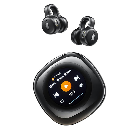 Open Ear Clip On Earbuds Earless Out Ear Cuff Air Bone Conduction Headphones Wireless Bluetooth OWS Hanging Earphones 5.4 Bluetooth Outside Workout Outer Ear Clip Headphones Earbuds with Touch Screen
