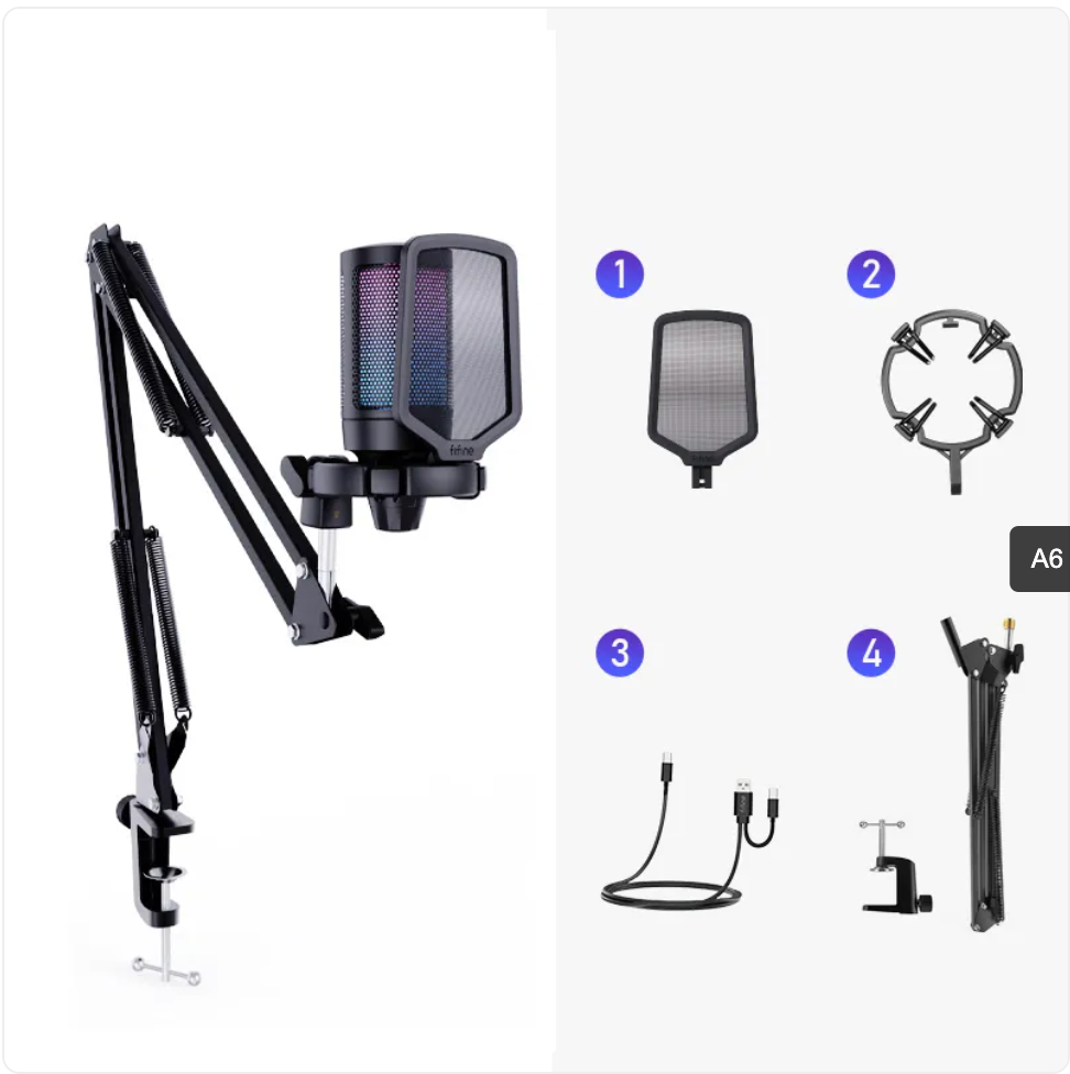 A6 RGB Desktop Microphone – PC & Streaming Ready