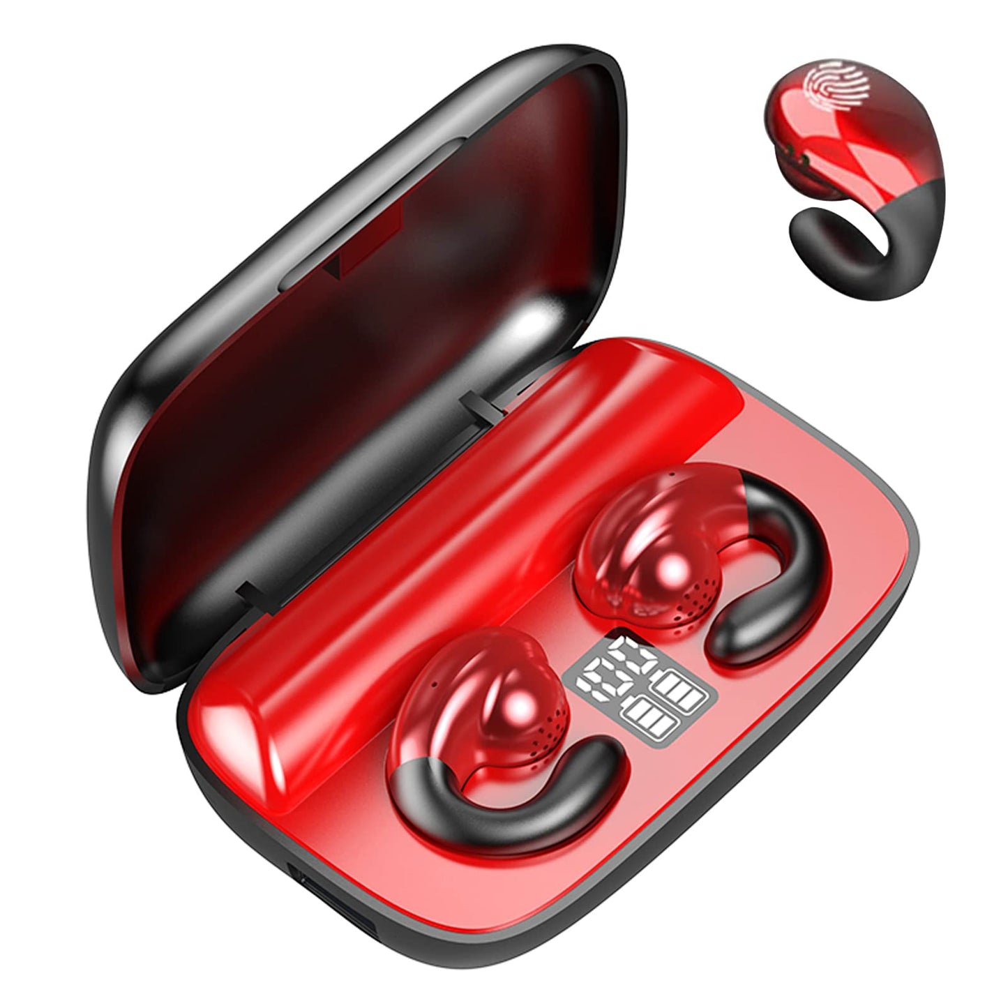 Wireless Ear Clip Bone Conduction Headphones Bluetooth Wireless Open Ear Earbuds with Earhook Earclip Bone Conduction Earbuds Head Set Waterproof Bone Conducting Ear Buds Induction Clip On Headphones